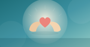 Cupped hands holding a heart, symbolising mental health first aid and support after disaster